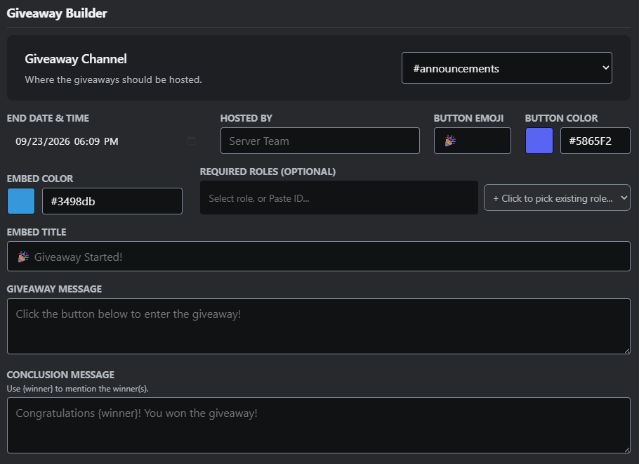 Alto Giveaways screenshot showing a giveaway started announcement with end time, host, and an Enter Giveaway button